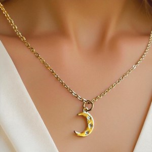 Golden Moon Charm Necklace