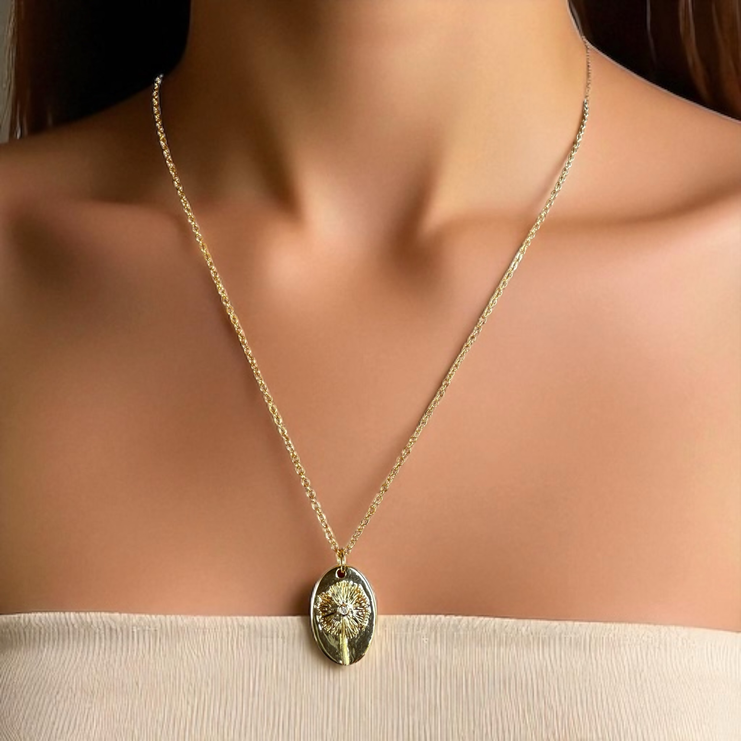 Golden Dandelion Wish Necklace